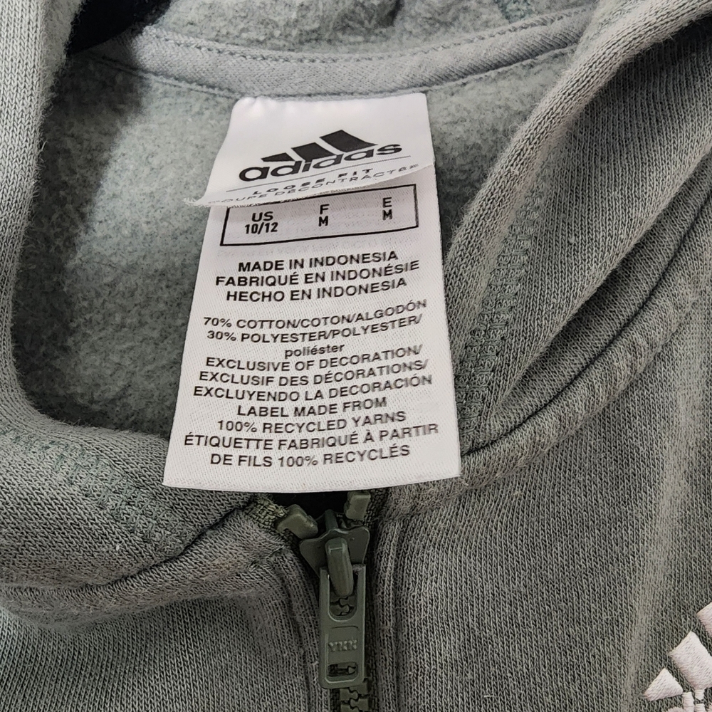 Adidas Loose Fit Full Zip Athletic Jacket Size 10/12 - Picture 5 of 5